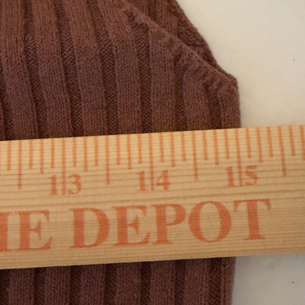 NWOT Club Monaco Ribbed Linen Blend V-Neck Tank Top Brown Ring Strap Medium - Picture 4 of 9